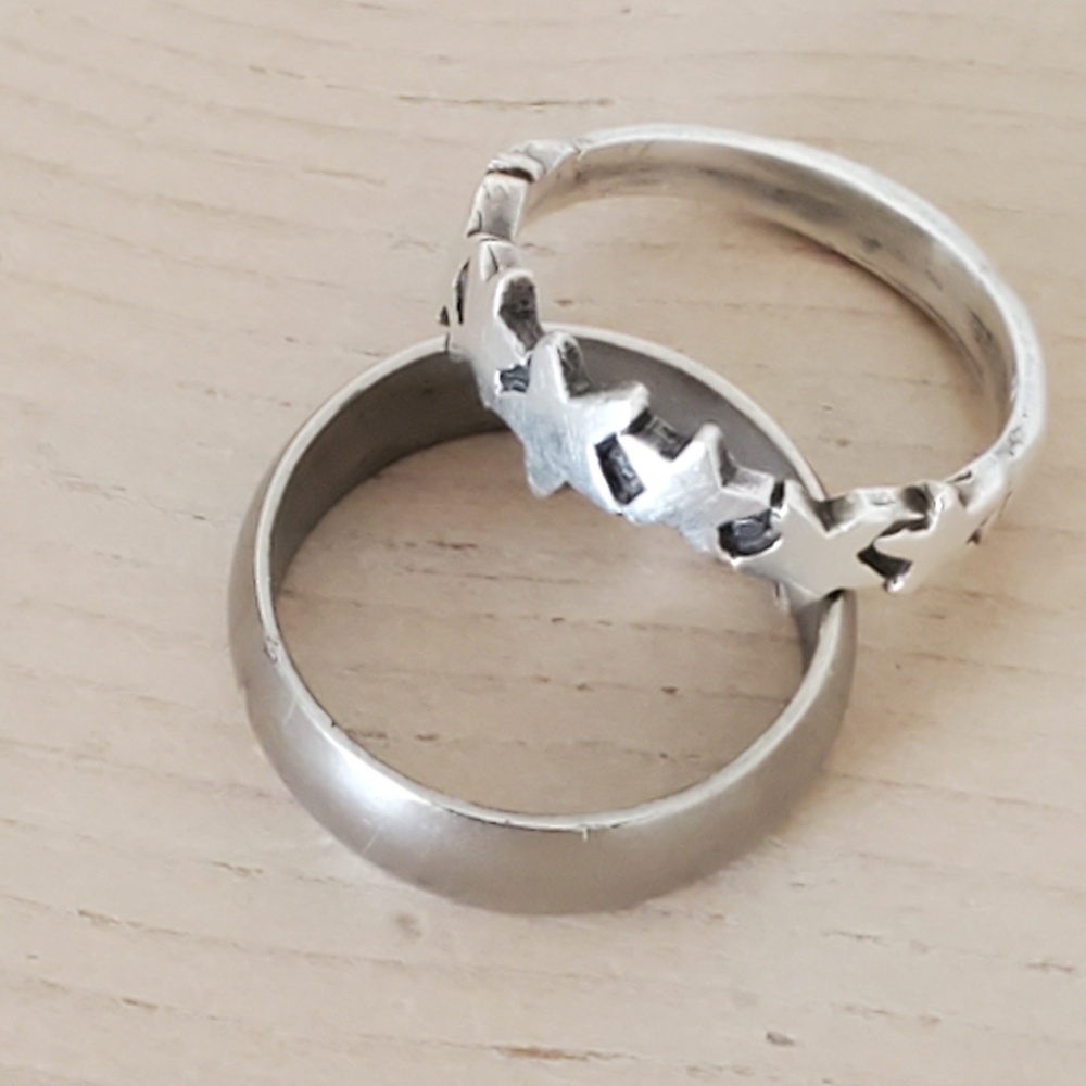 Vintage Sterling Silver Star Band Ring Bundle Size 6